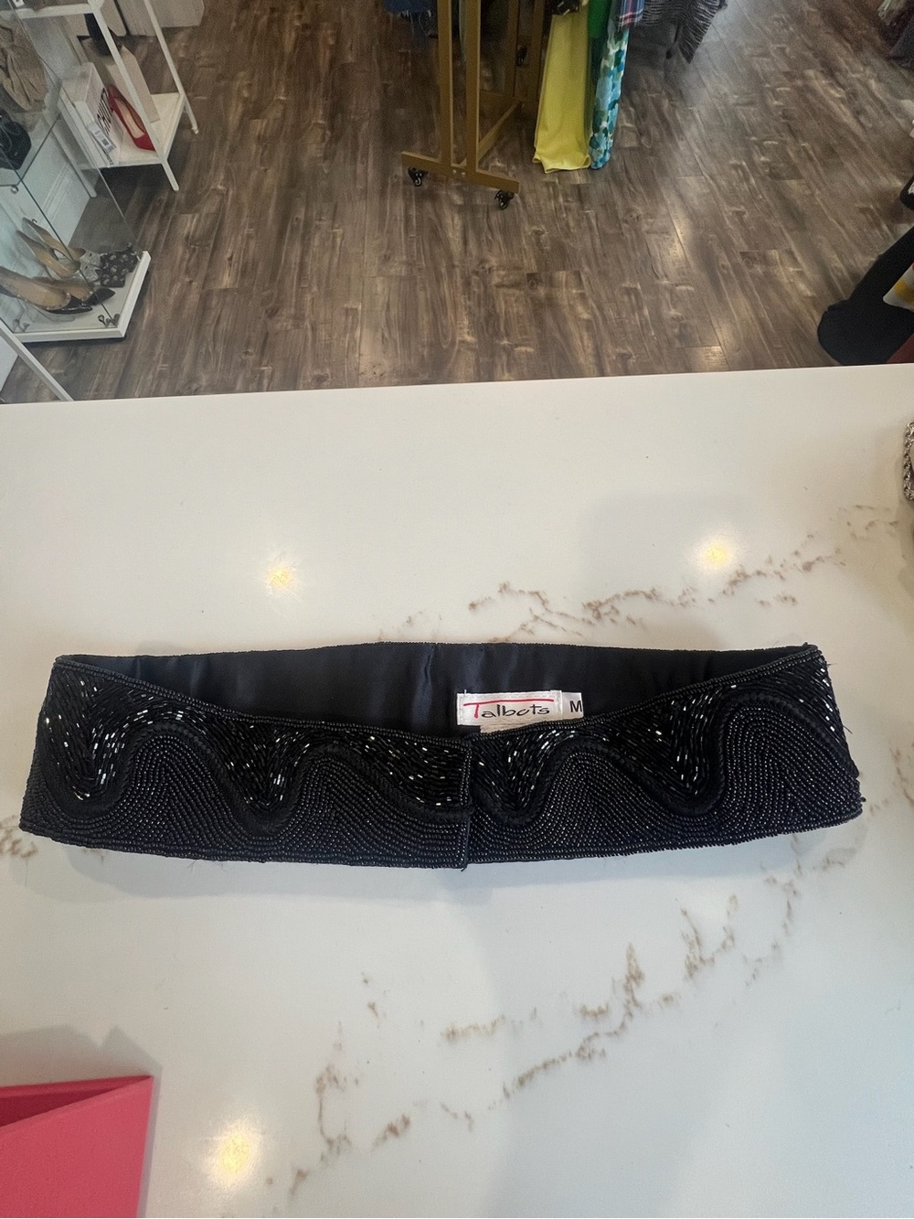 Talbots Black Beaded Waist Belt - Embellished Women's Accessory